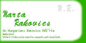 marta rakovics business card